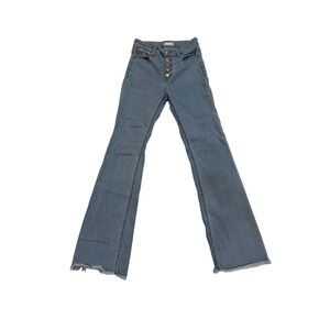 Cello‎ Womens Size 3 Light Wash Button Fly Flare Jeans Frayed Hem